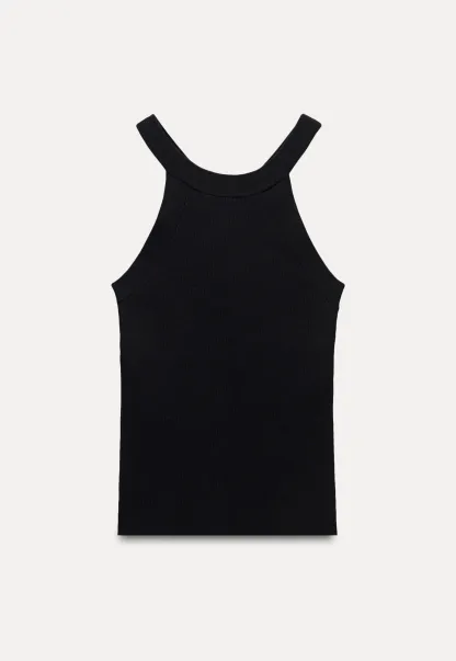 Women’s Ribbed High Neck Halter Tank Top