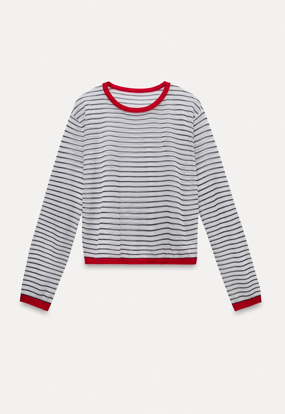 Women’s Striped Sheer Long Sleeve Knit Top