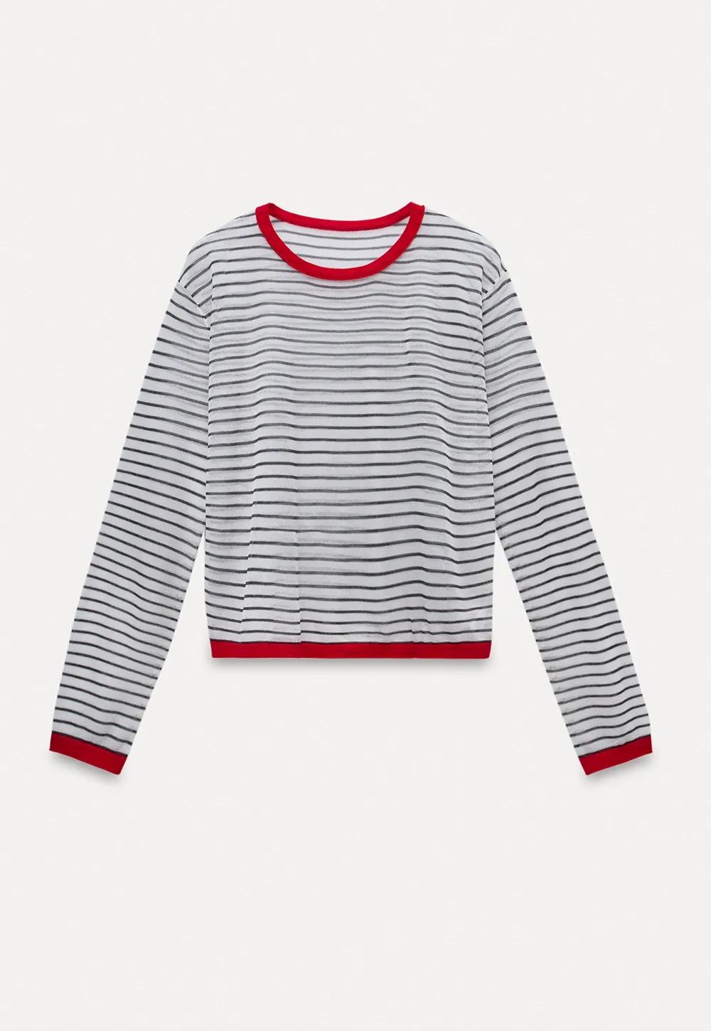 Women’s Striped Sheer Long Sleeve Knit Top