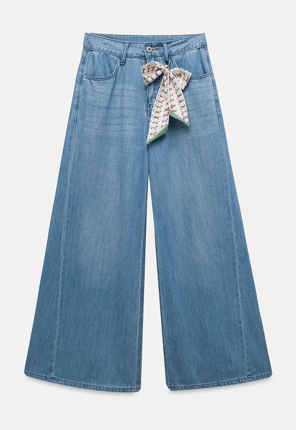 omen’s High Waist Wide Leg Jeans with Bow