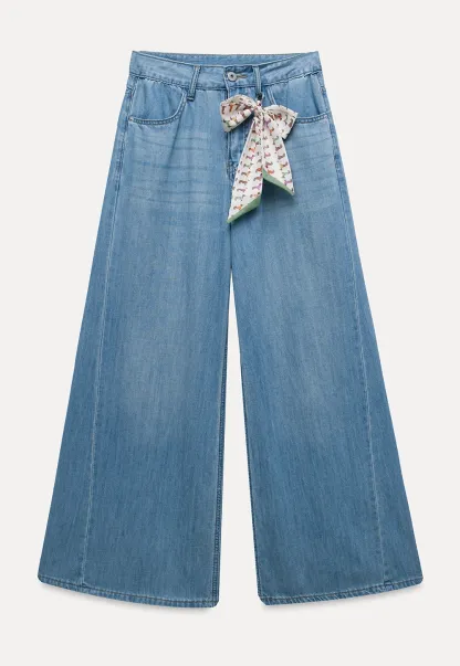 omen’s High Waist Wide Leg Jeans with Bow