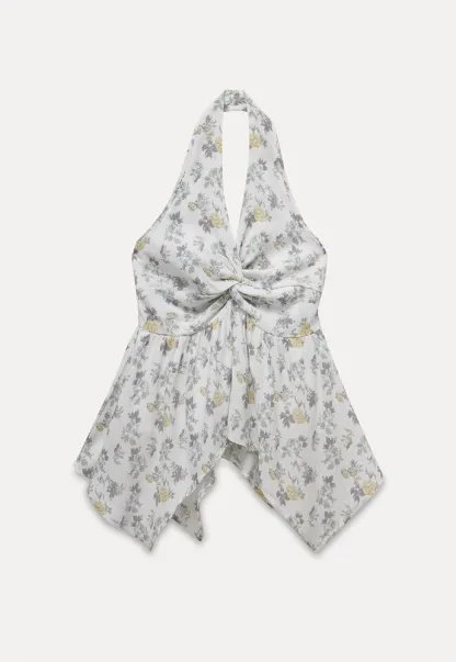 Women’s Floral Twist Halter Peplum Top