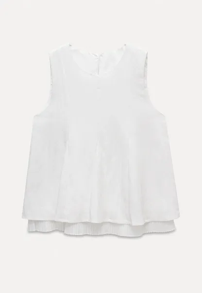 Women's Sleeveless Pleated Hem Blouse