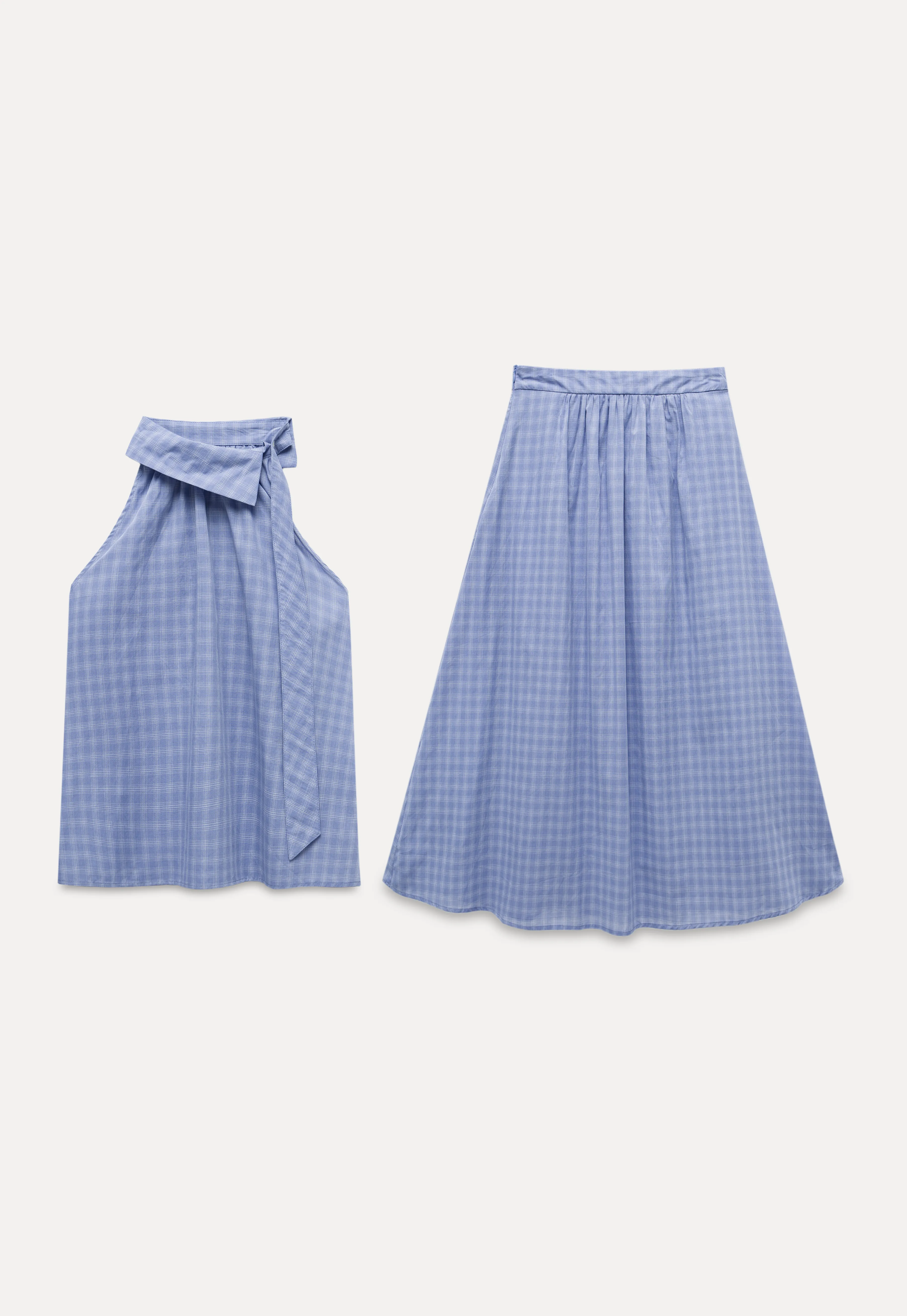 Gingham Halter Top & A-Line Skirt Set
