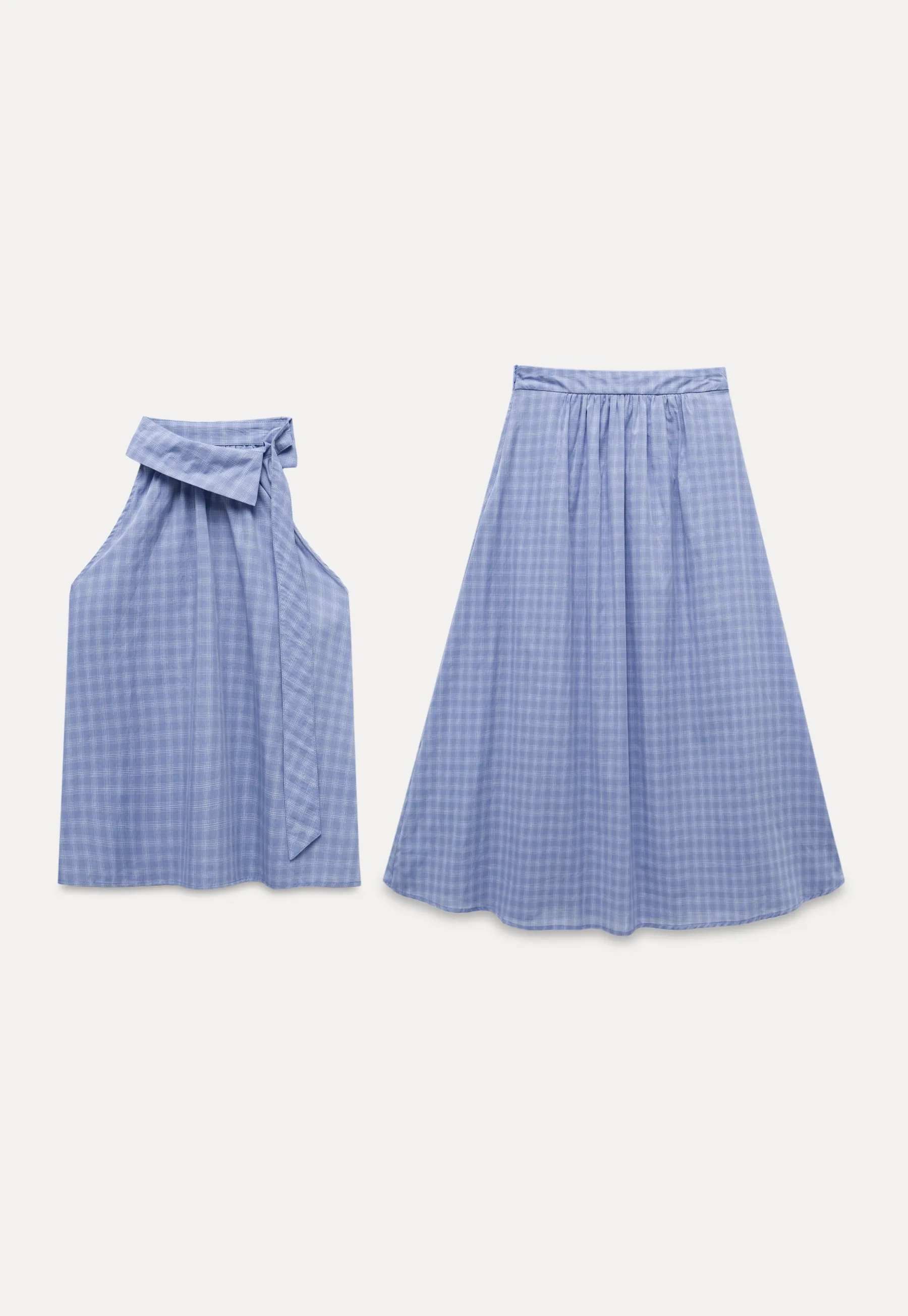 Gingham Halter Top & A-Line Skirt Set