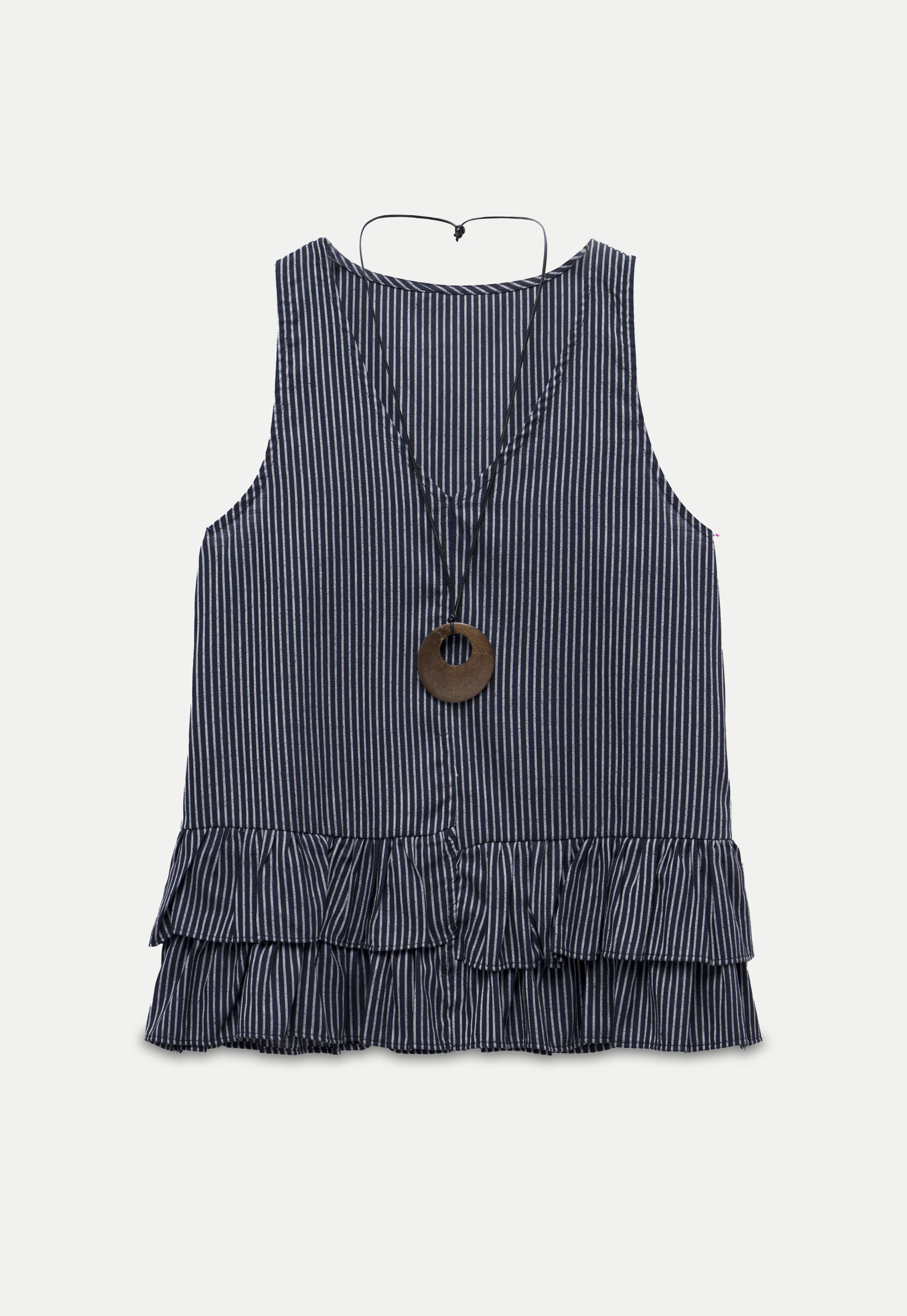 Striped Ruffle Hem Sleeveless Top