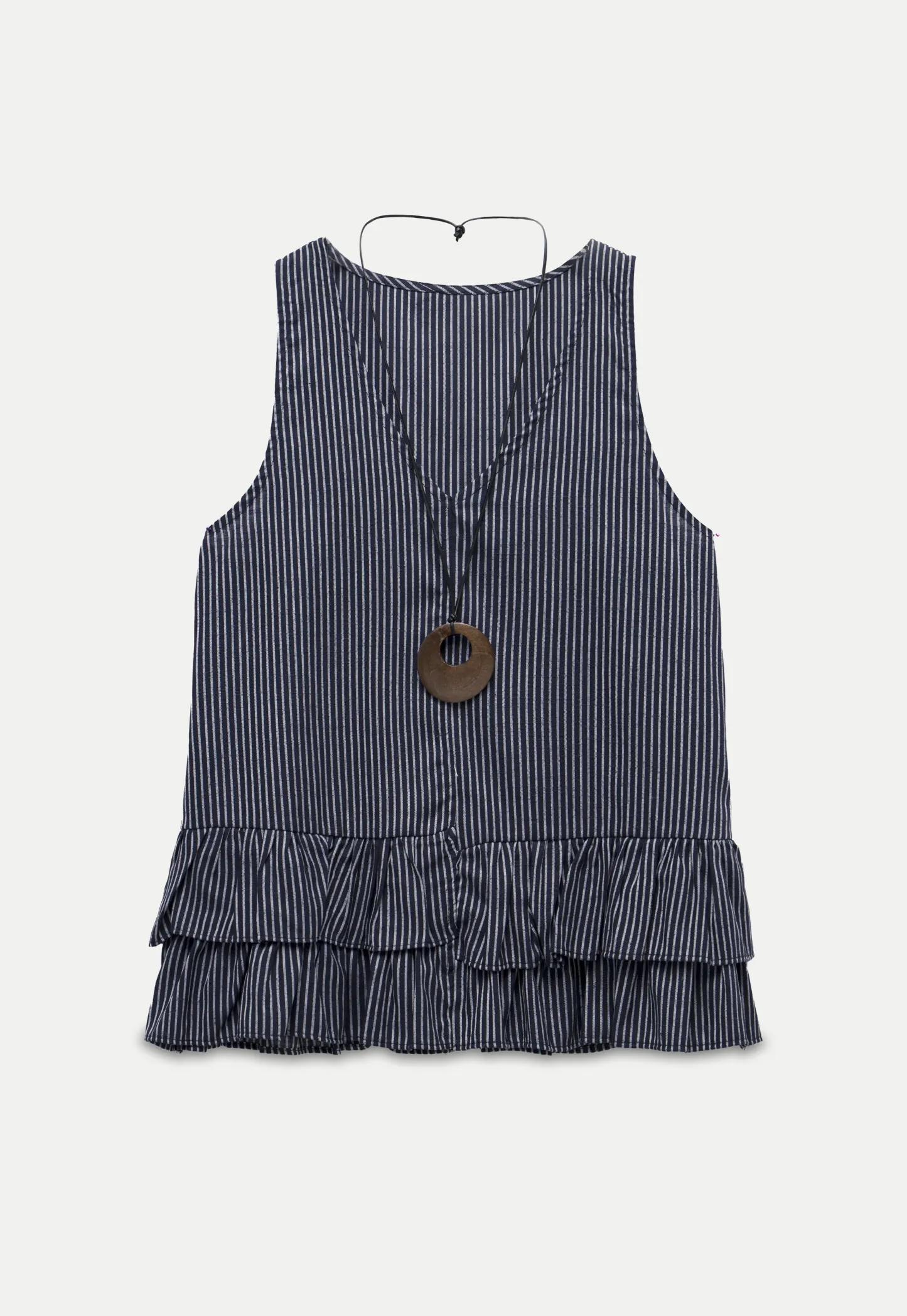 Striped Ruffle Hem Sleeveless Top