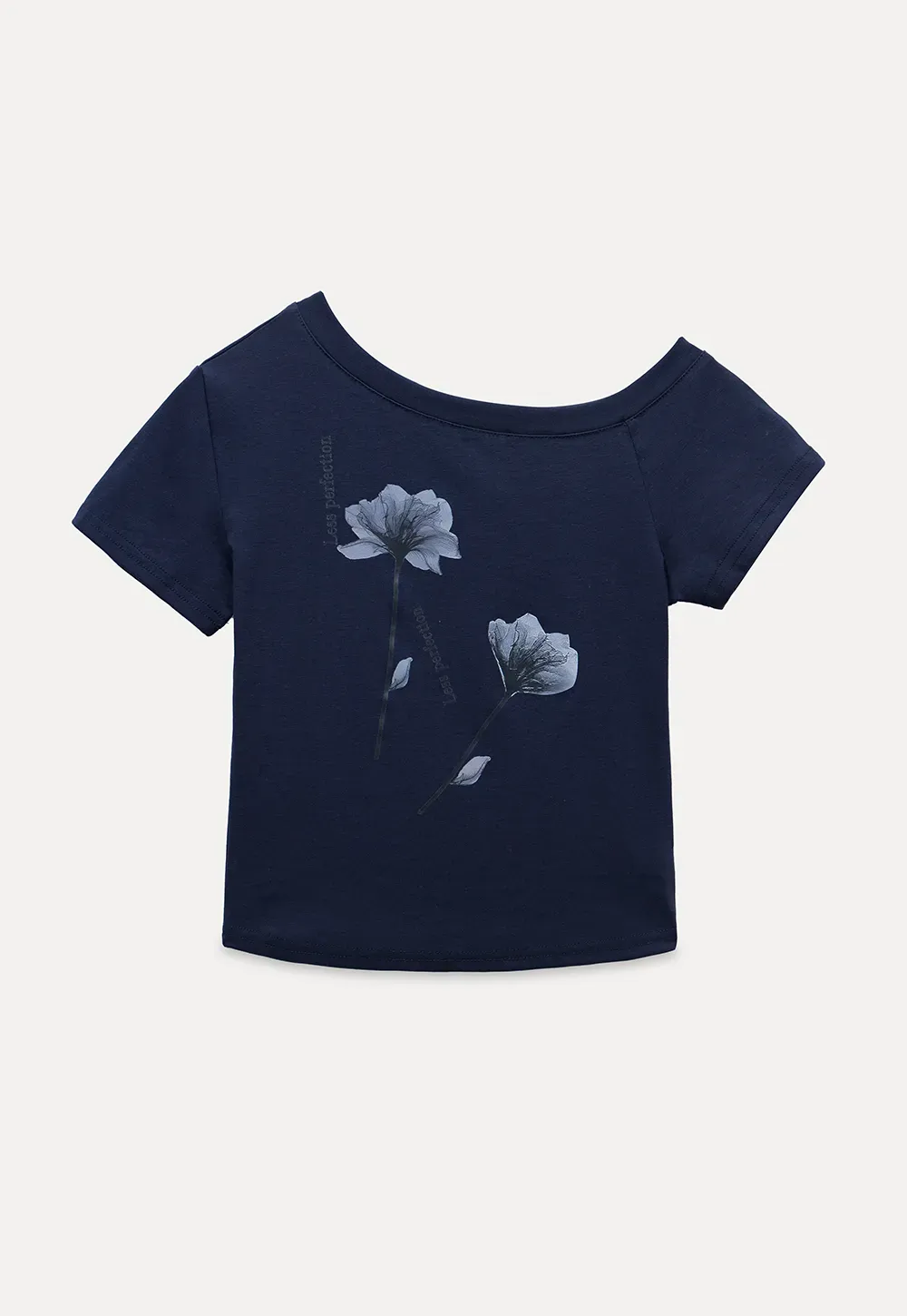 Floral Print Asymmetrical Neck Tee