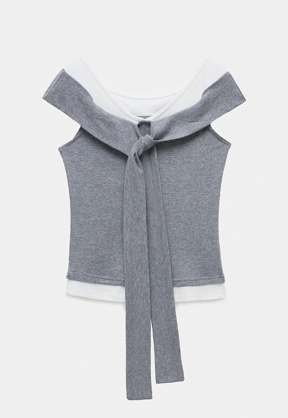 Layered Look Knit Tank with Back Tie