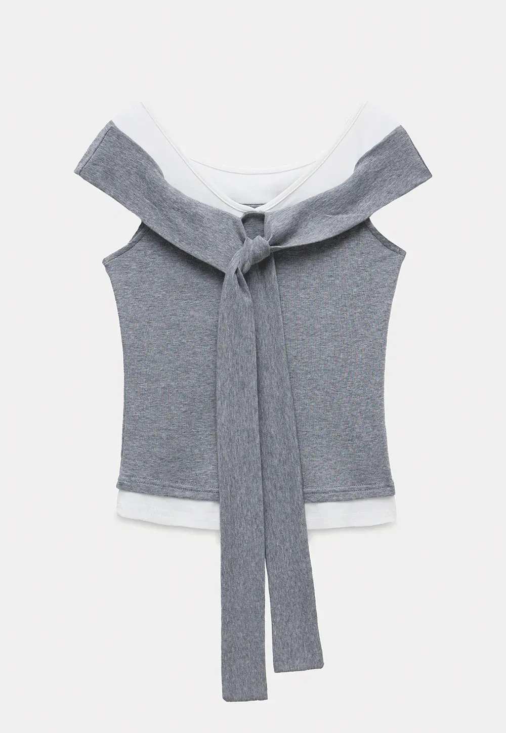 Layered Look Knit Tank with Back Tie