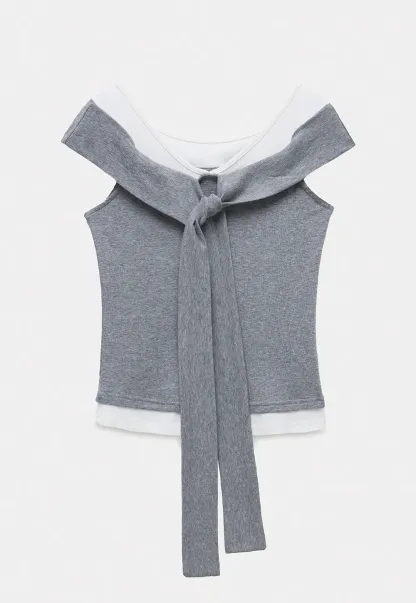 Layered Look Knit Tank with Back Tie