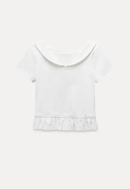Women’s Sailor Collar Ruffle Hem Short-Sleeve Tee