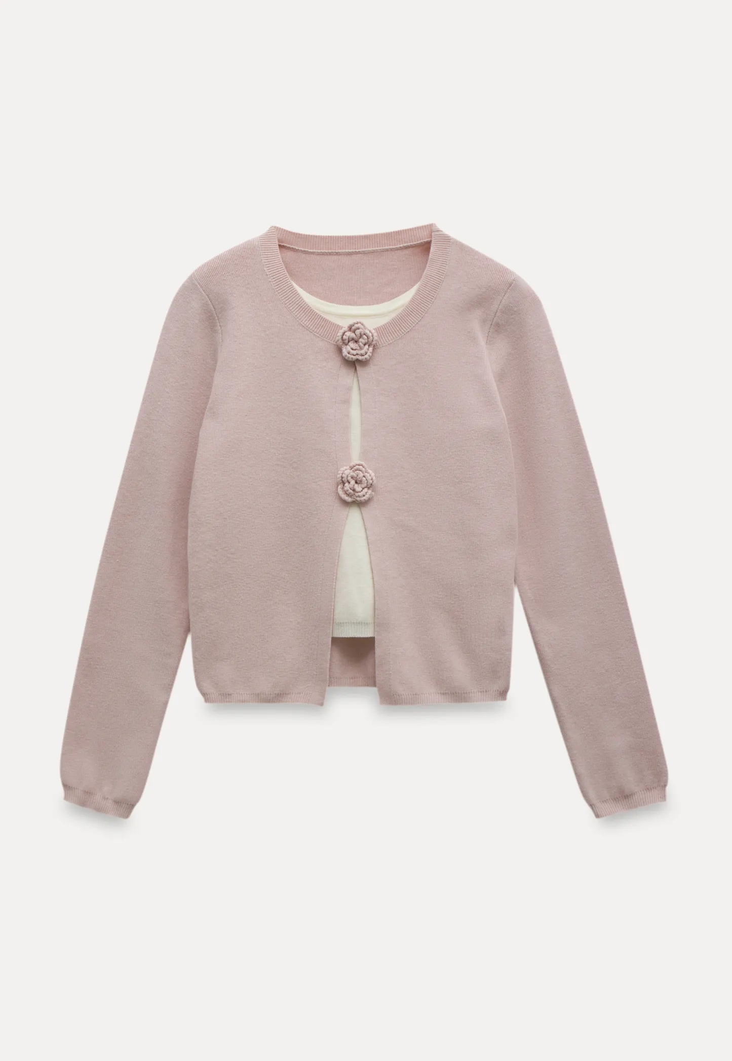 Women Knit Cardigan with Flower Button Vintage Style