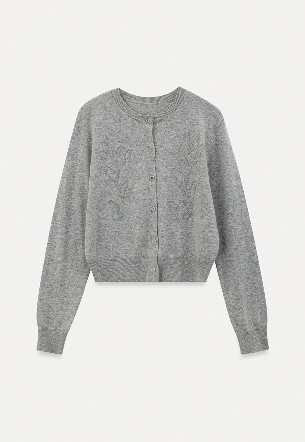 Embroidered Floral Peter Pan Collar Knit Cardigan