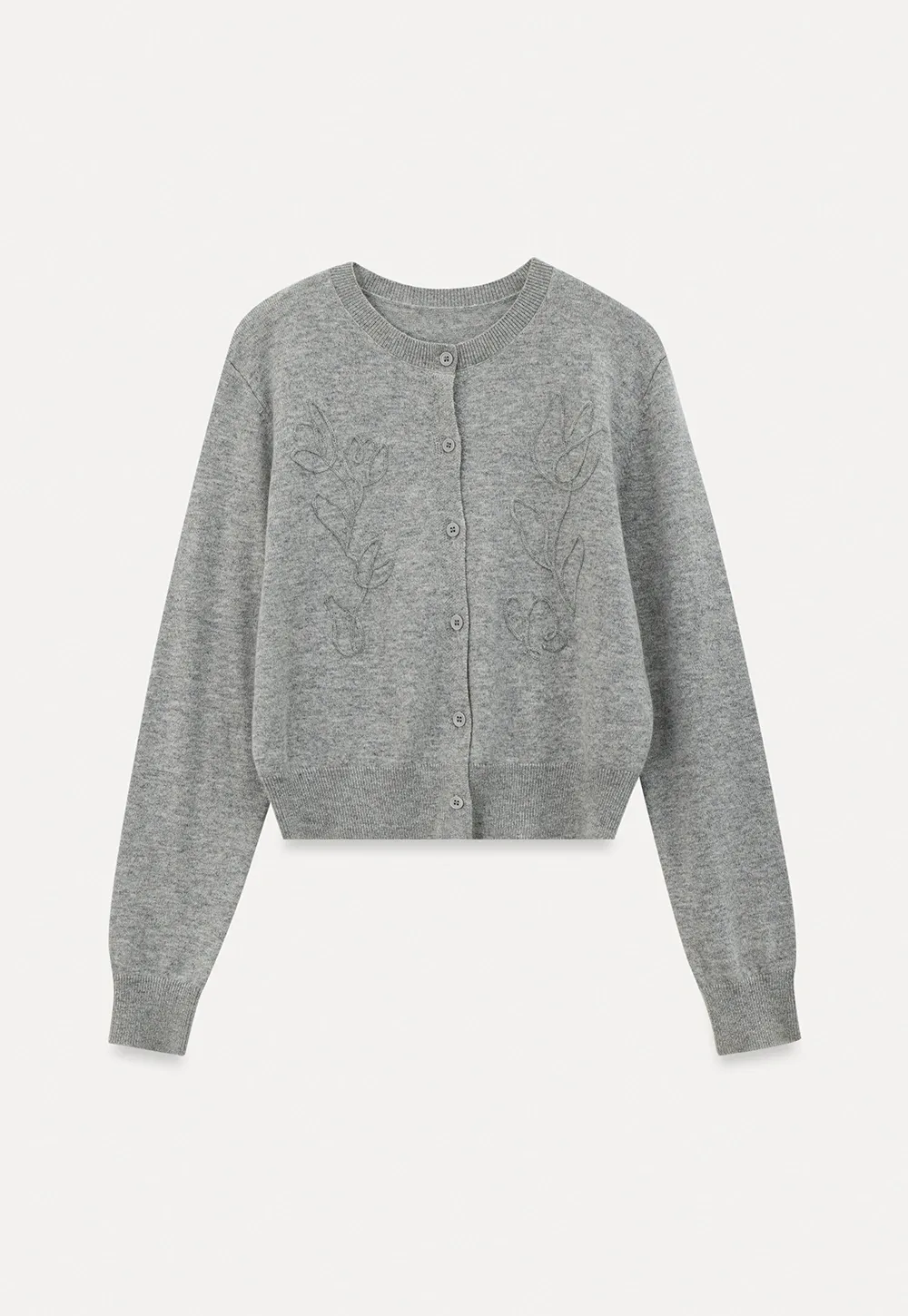 Embroidered Floral Peter Pan Collar Knit Cardigan