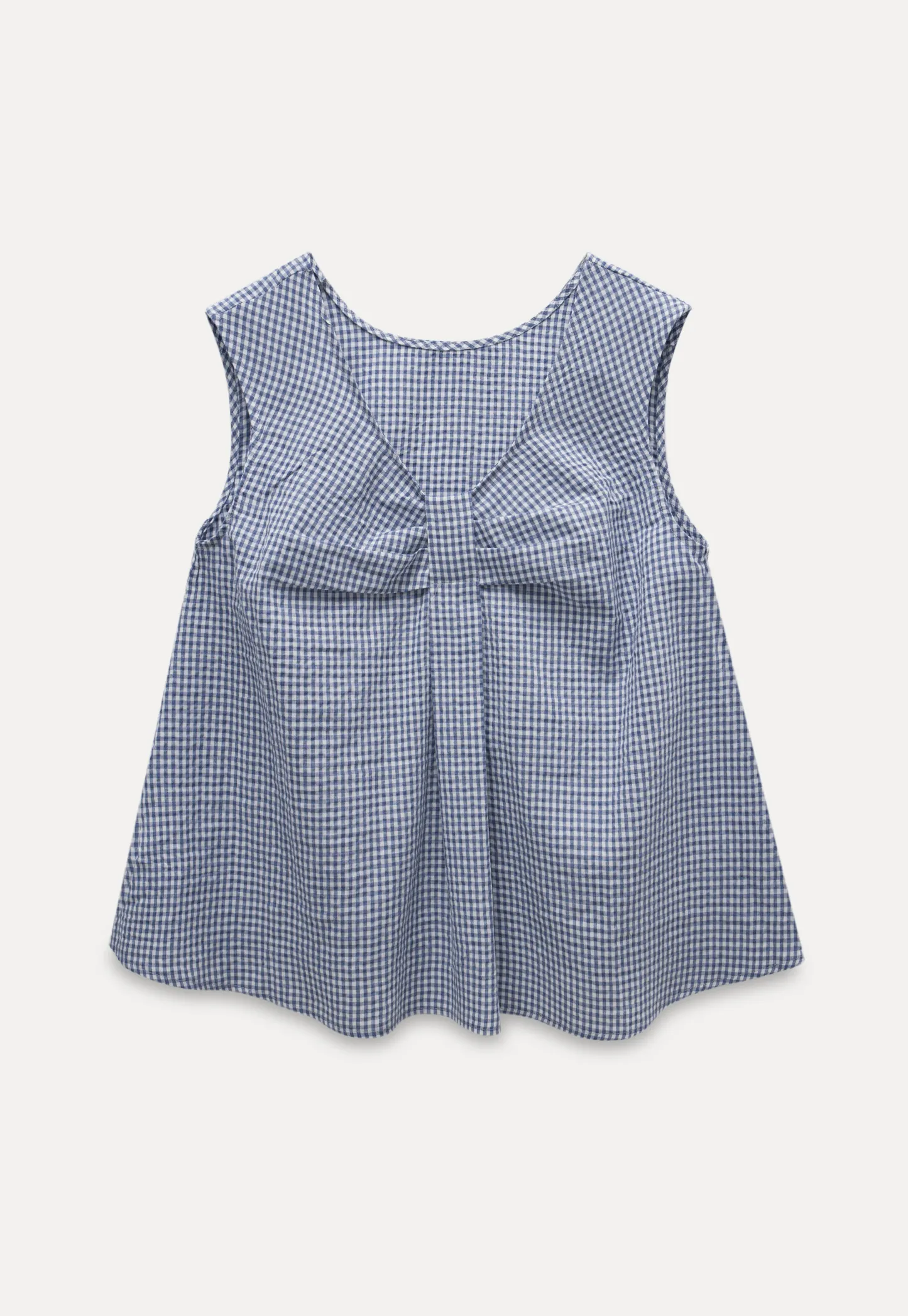 Bow Tie Pleated Textured Plaid Vest Top