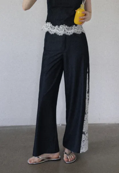 Elegant Lace Splicing Two Piece Outfit for Women