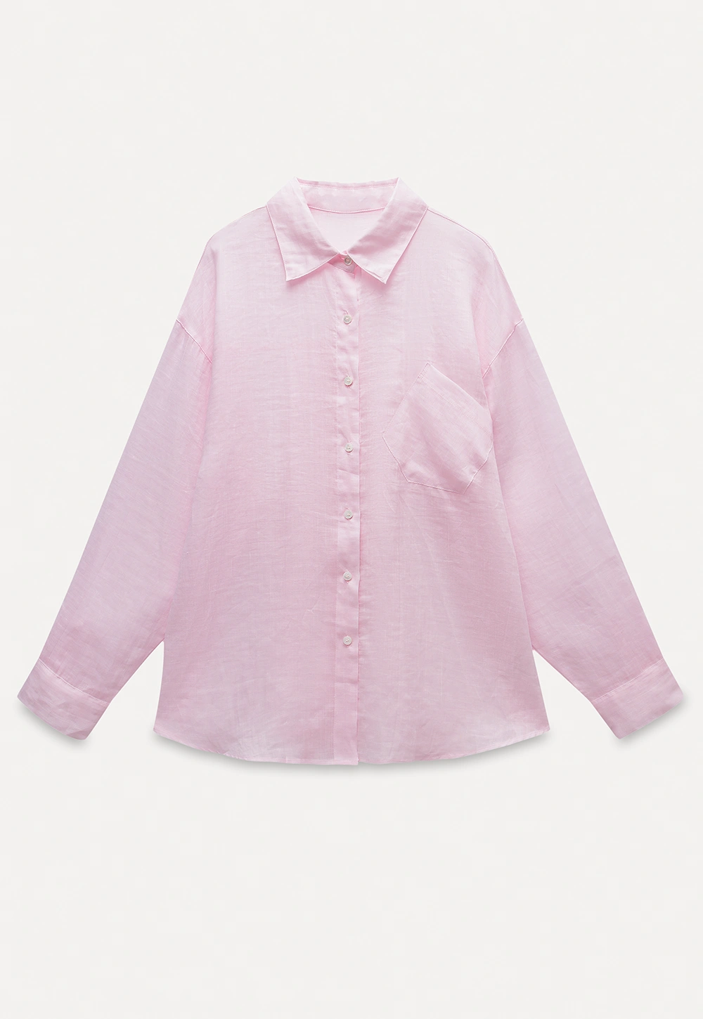Women's Long Sleeve Button Down Linen Shirt with Pocket