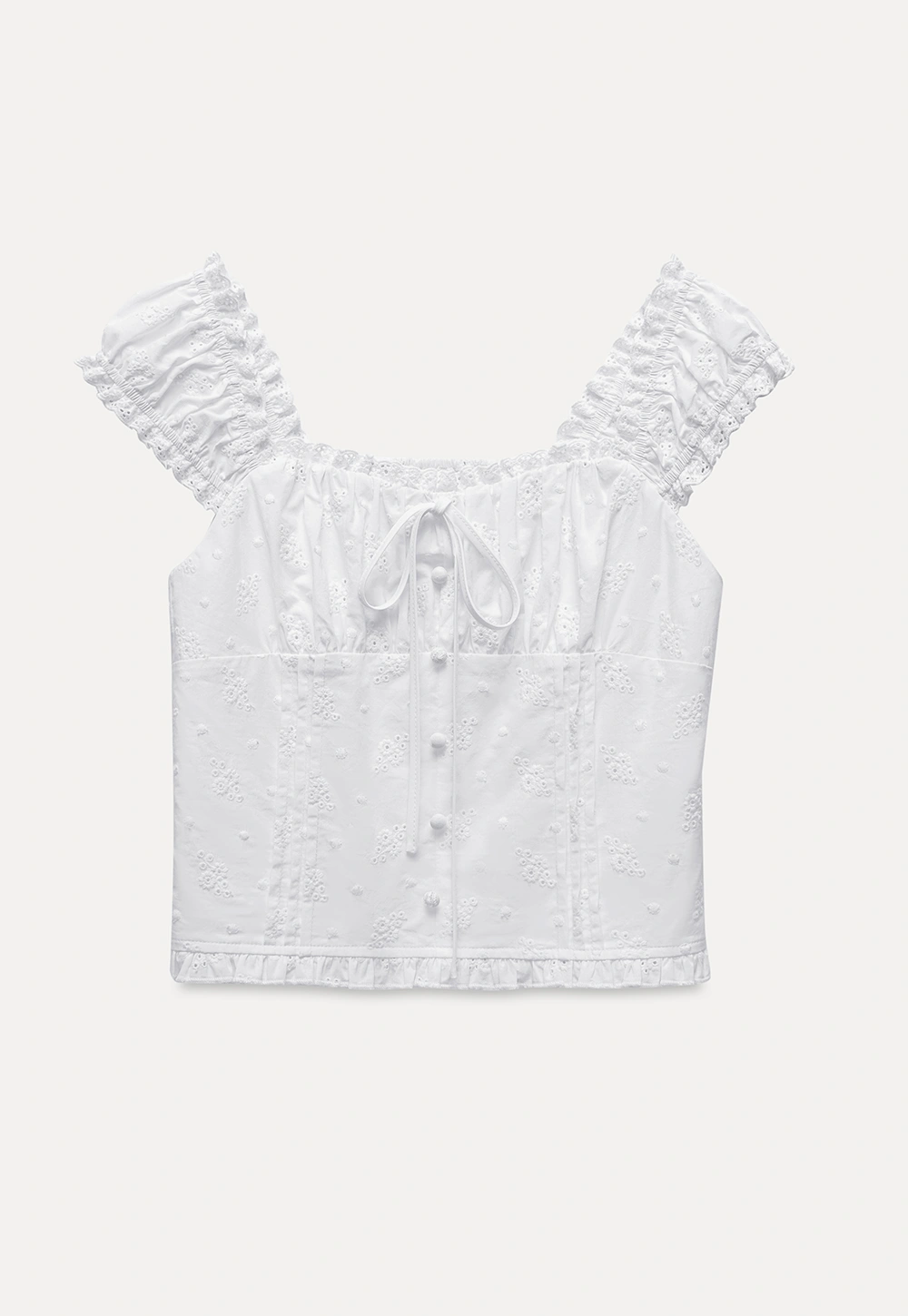 Women's Square Neck Eyelet Crop Top