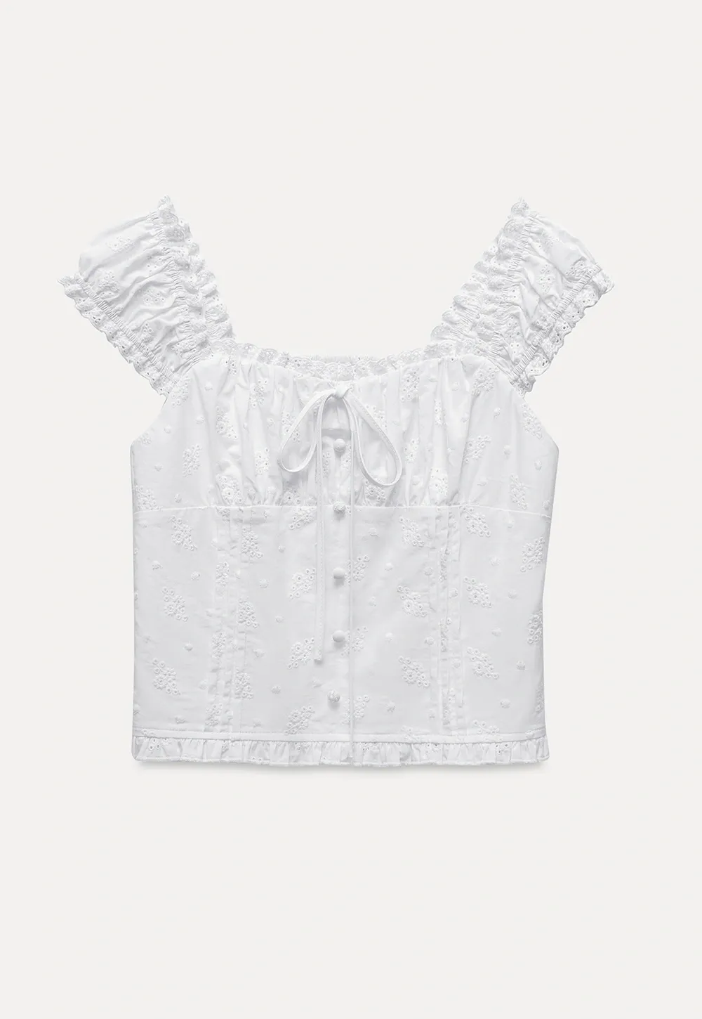 Women's Square Neck Eyelet Crop Top