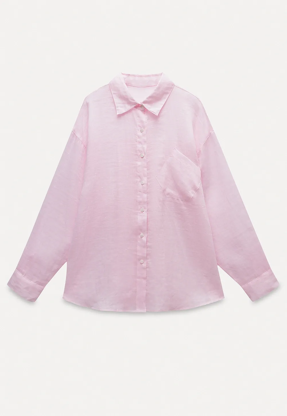 Women's Long Sleeve Button Down Linen Shirt with Pocket