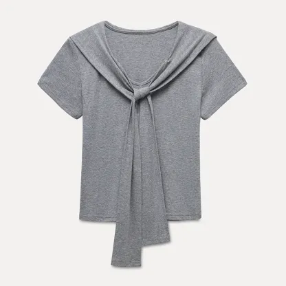 Mock Tie Cape Short Sleeve T-Shirt