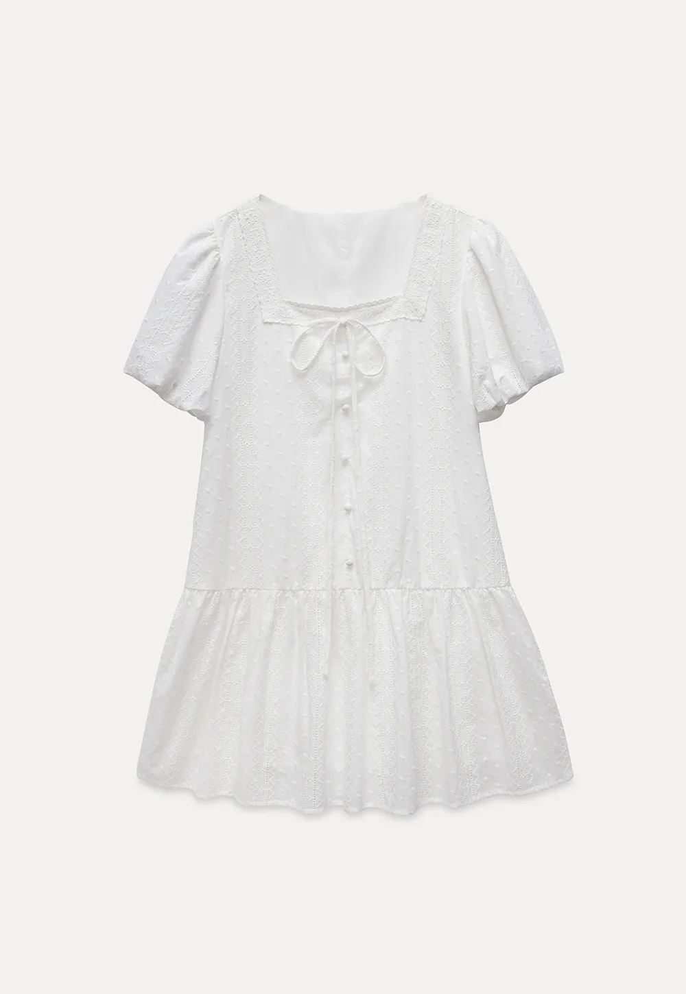 Square-Neck Lace Babydoll Dress