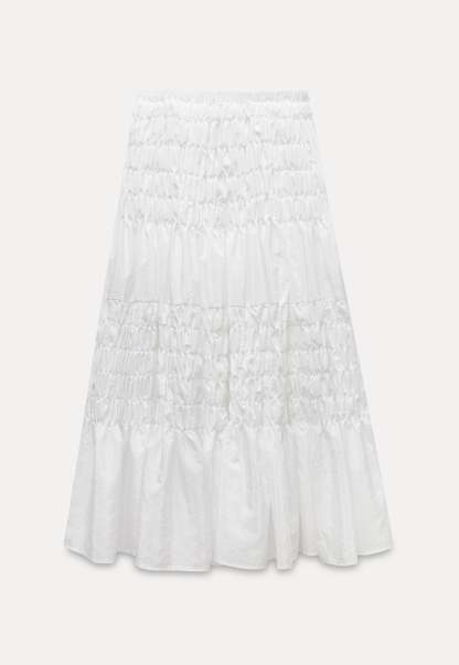 Shirred A-Line Skirt