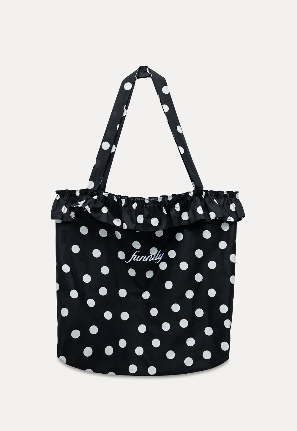 Polka Dot Ruffle Canvas Tote