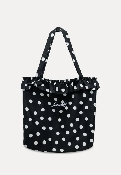Polka Dot Ruffle Canvas Tote