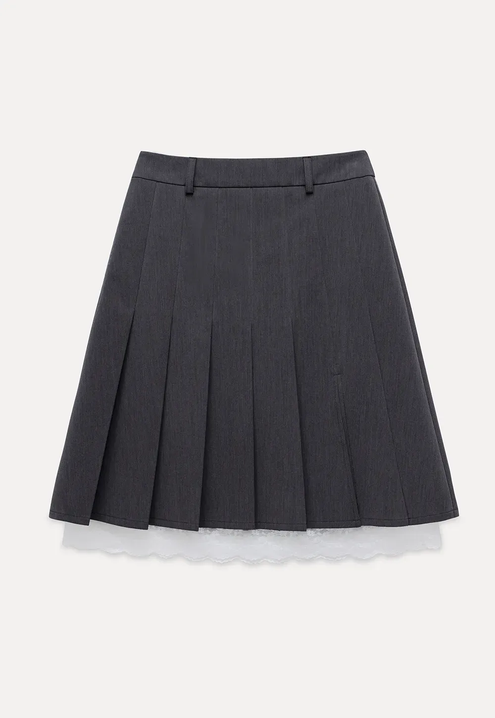 Pleated Mini Skirt with Lace Trim
