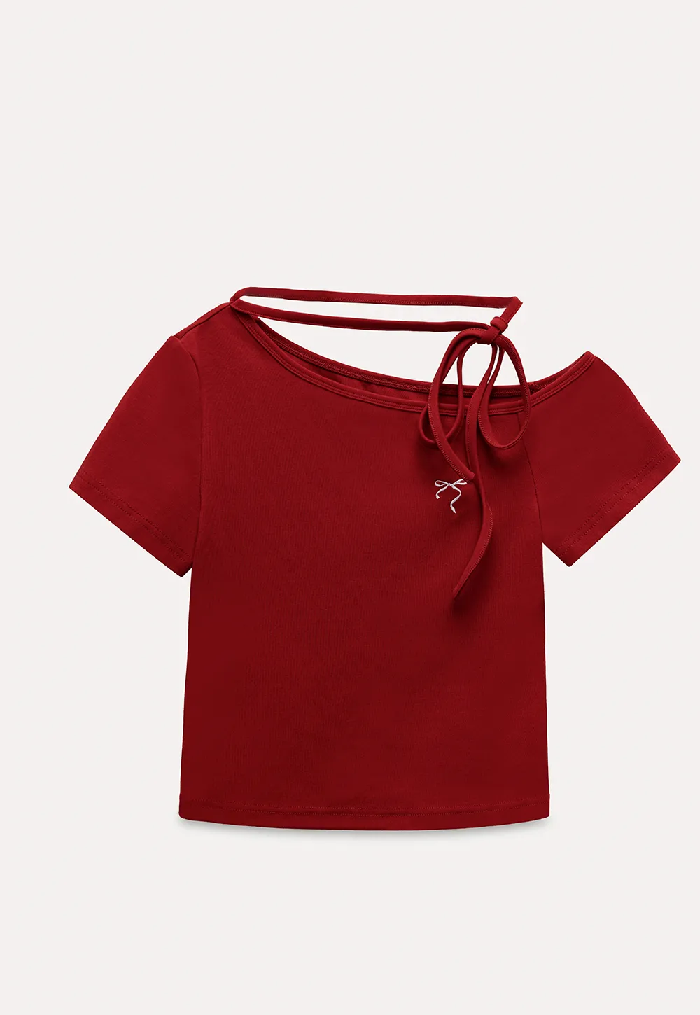 Asymmetric Tie Neck T-Shirt