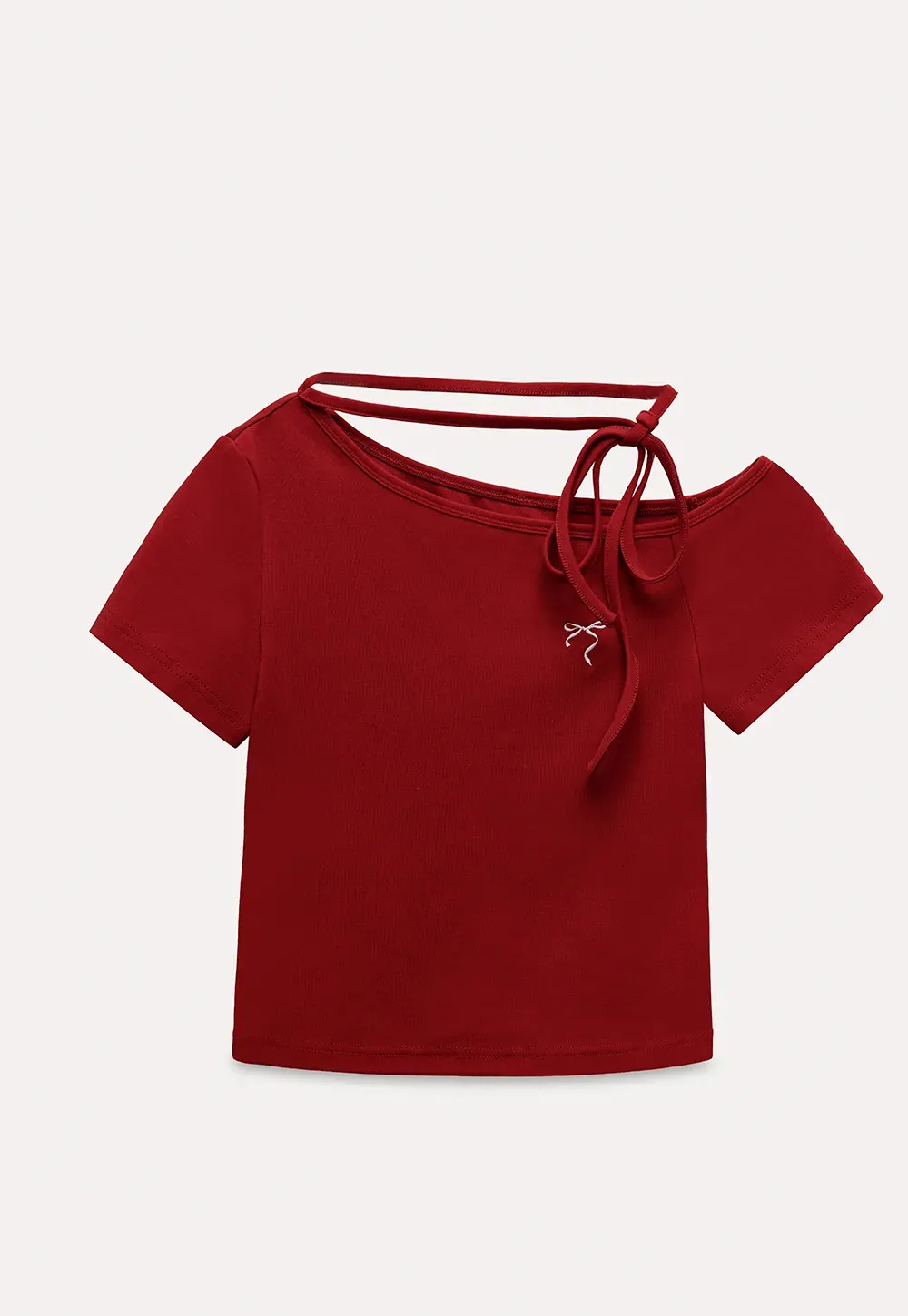 Asymmetric Tie Neck T-Shirt