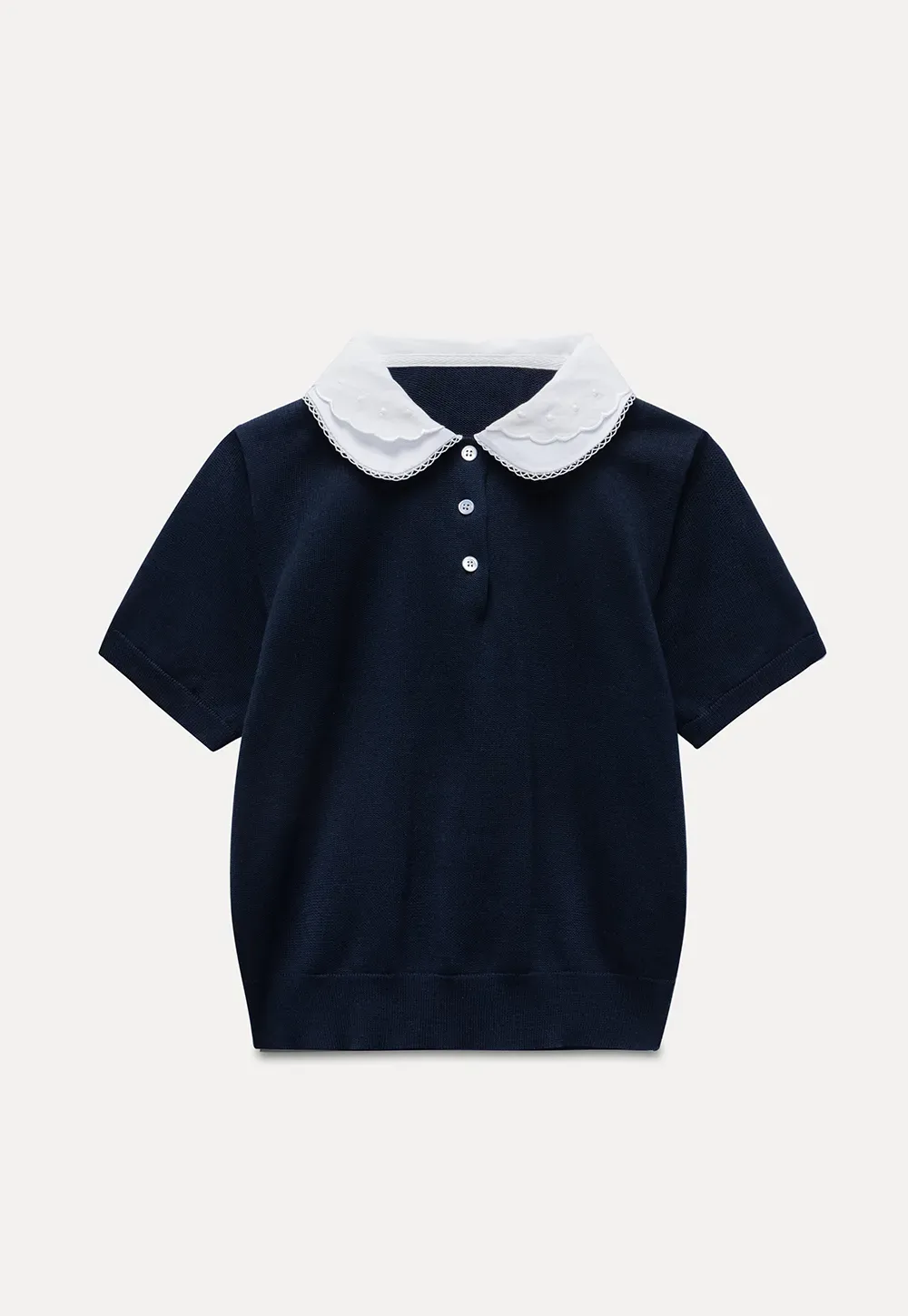 Contrast Peter Pan Collar Knit Top