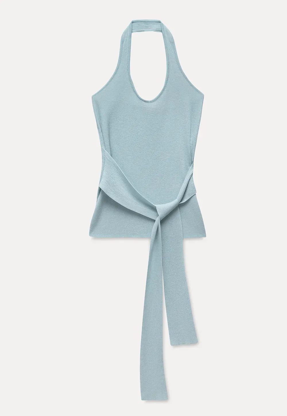 Knit Halter Top with Waist Tie