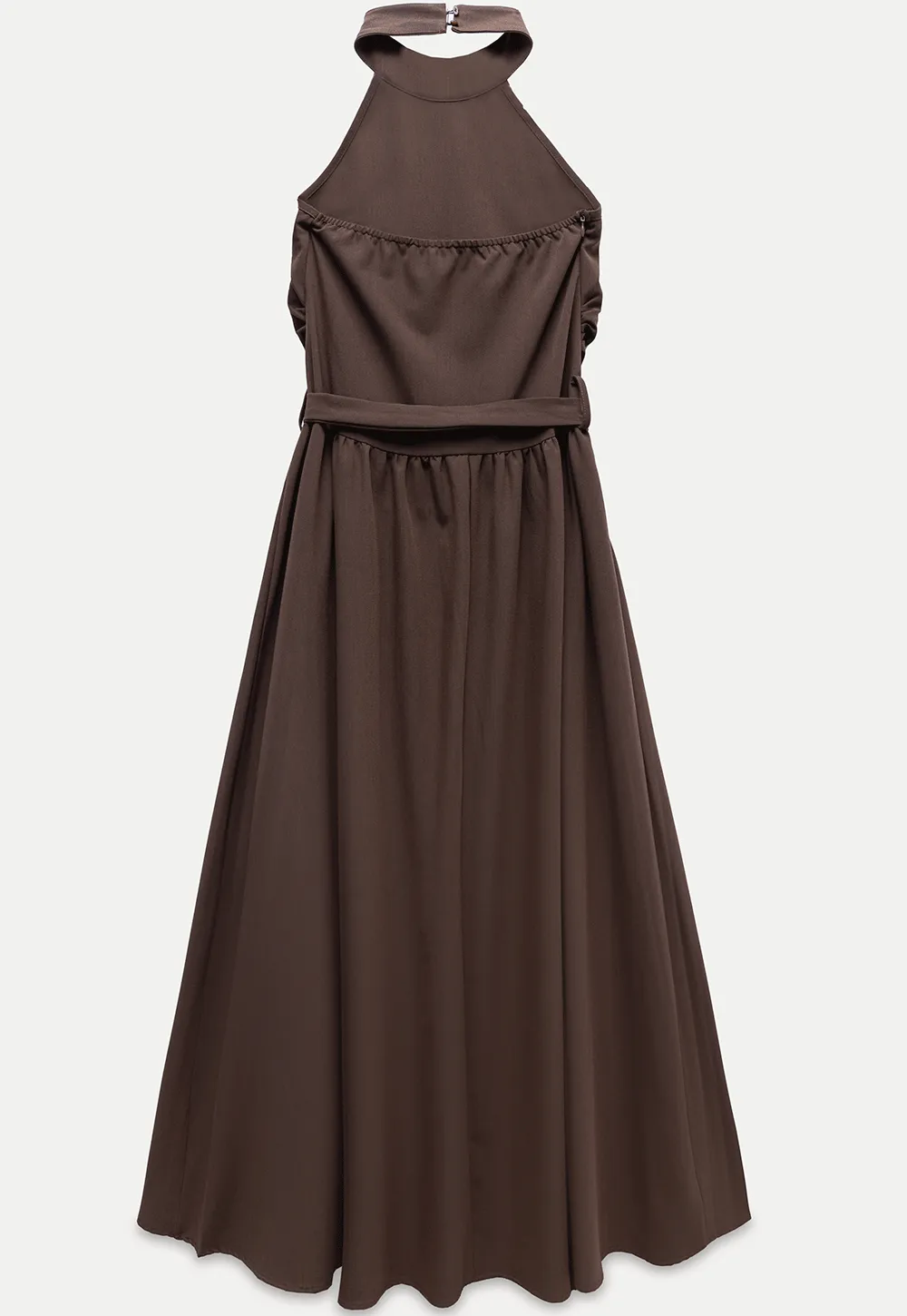 Halter Neck Midi Dress with Waist Tie