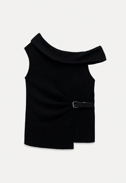 Belted Asymmetric Off-Shoulder Top