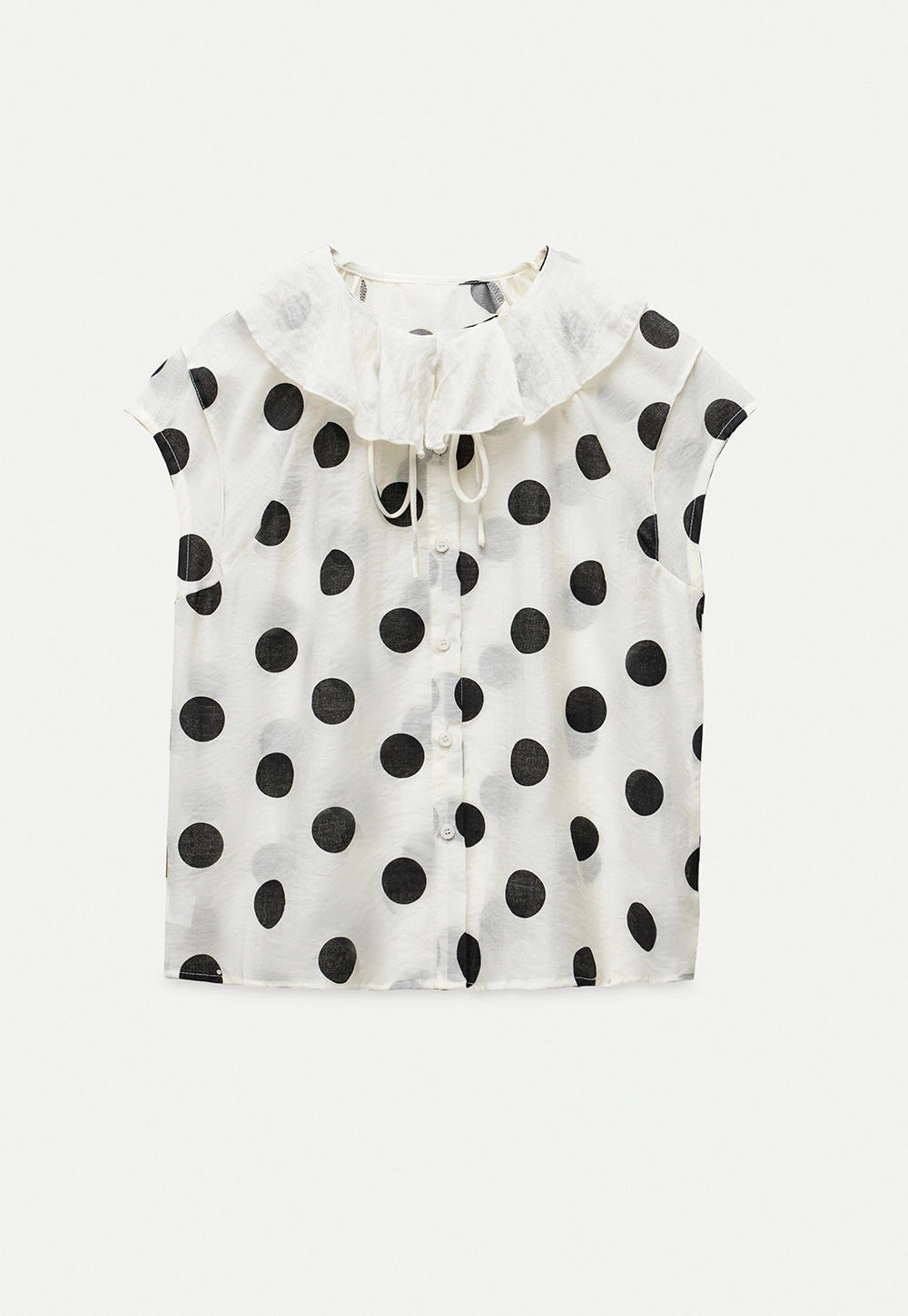 Ruffle-Neck Polka Blouse