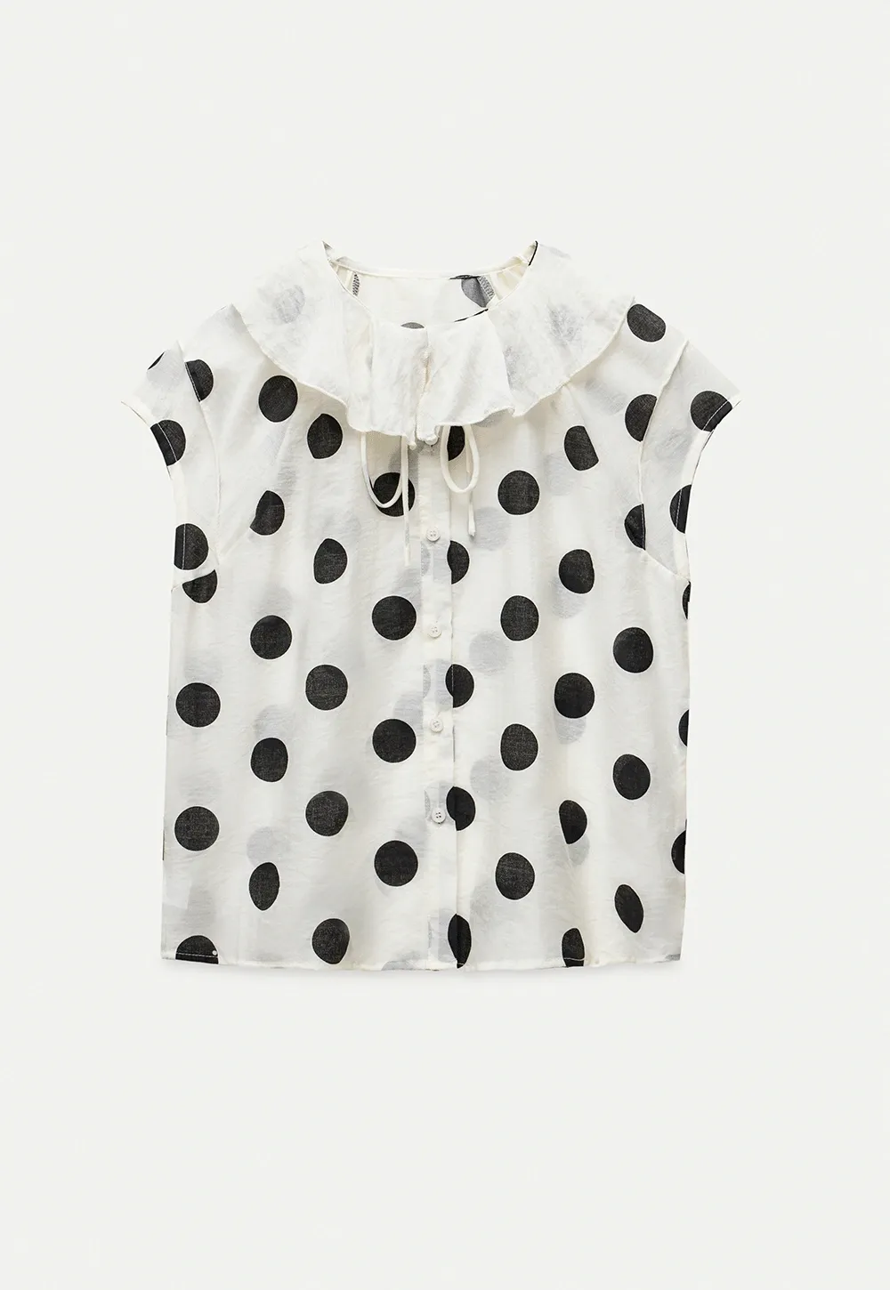Ruffle-Neck Polka Blouse