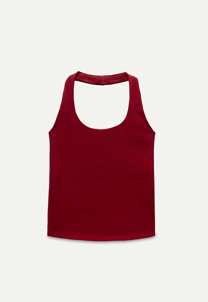 Women's Ribbed Halter Tank Top