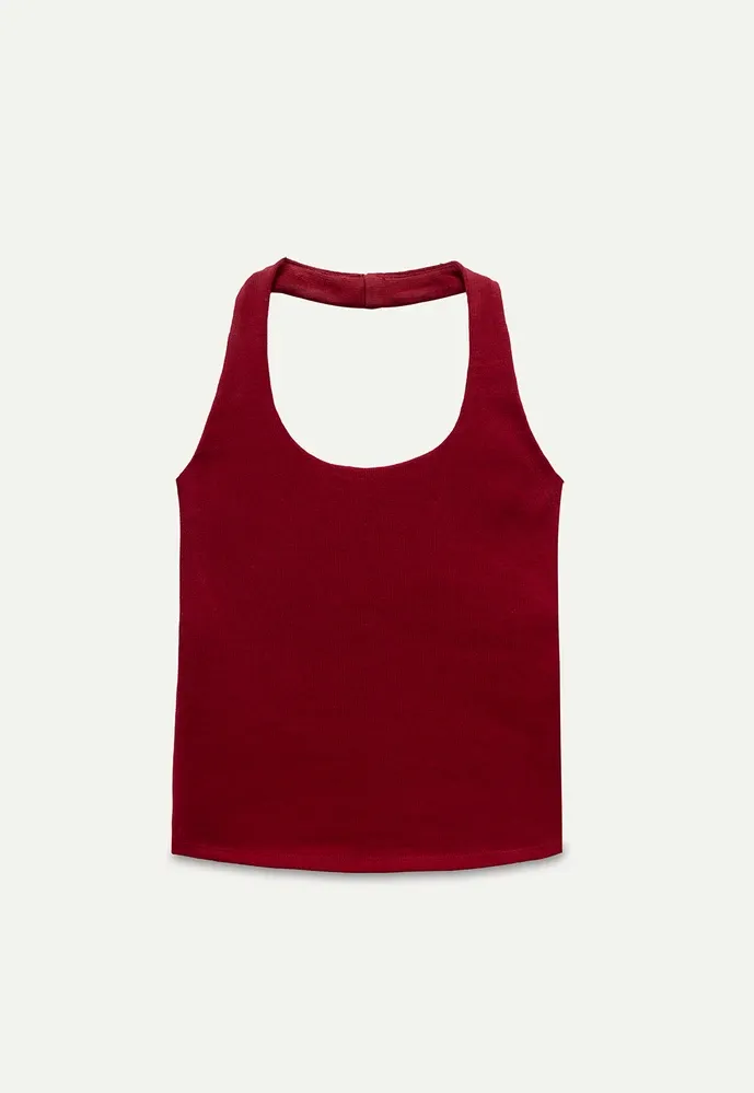 Women's Ribbed Halter Tank Top