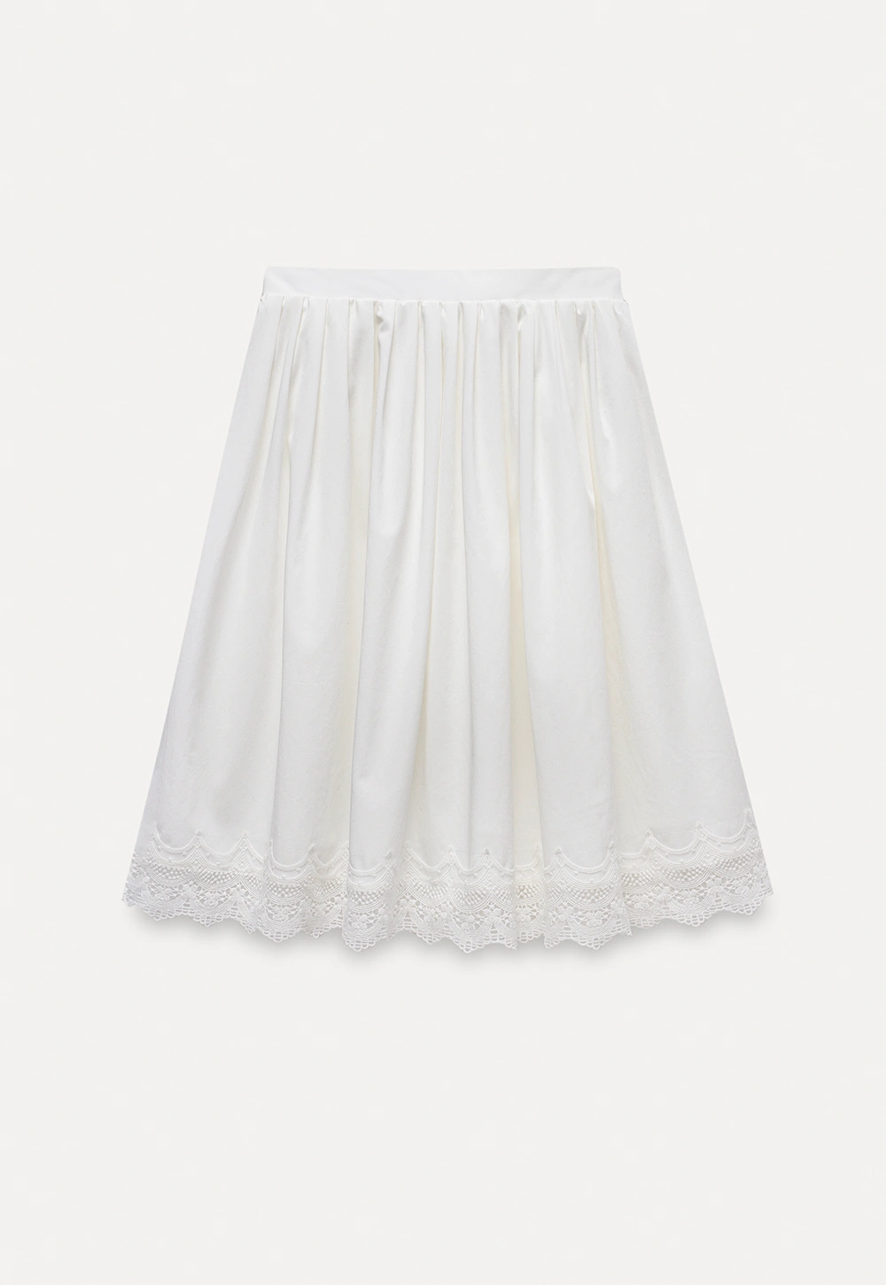 Women's High Waist A-Line Lace Hem Midi Skirt