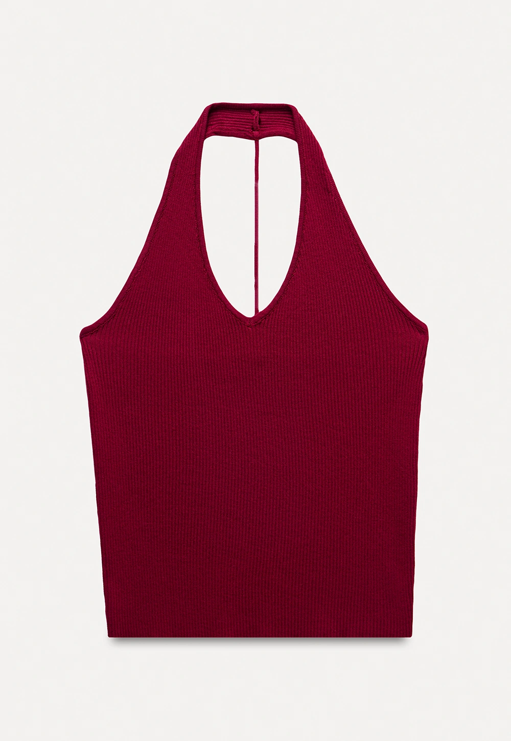 Women's Ribbed Halter Neck Knit Tank Top