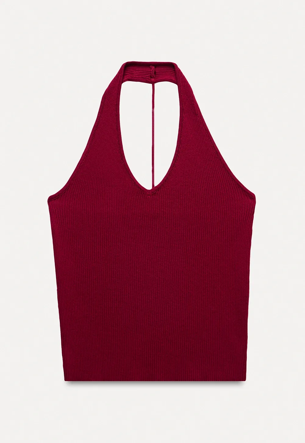 Women's Ribbed Halter Neck Knit Tank Top