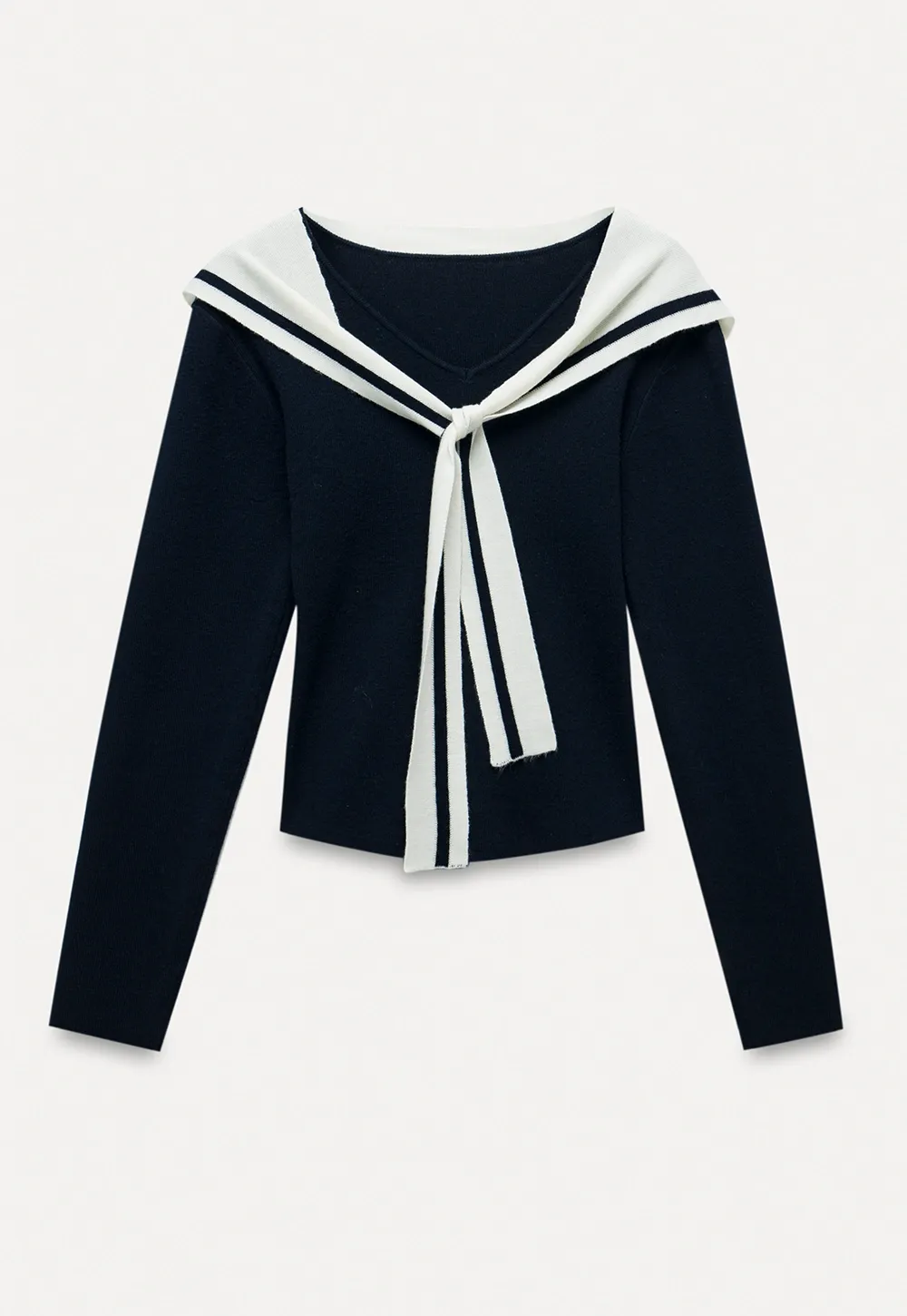 Sailor Tie Knit Long Sleeve Top