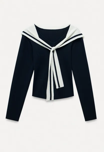 Sailor Tie Knit Long Sleeve Top