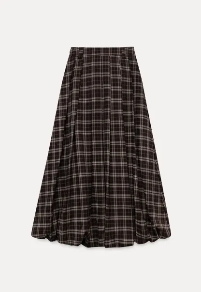 Women's Bubble-Hem Plaid Maxi Skirt