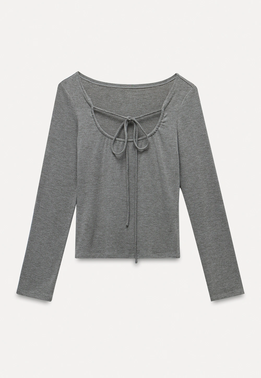 Women's Tie-Front Cutout Long-Sleeve Top