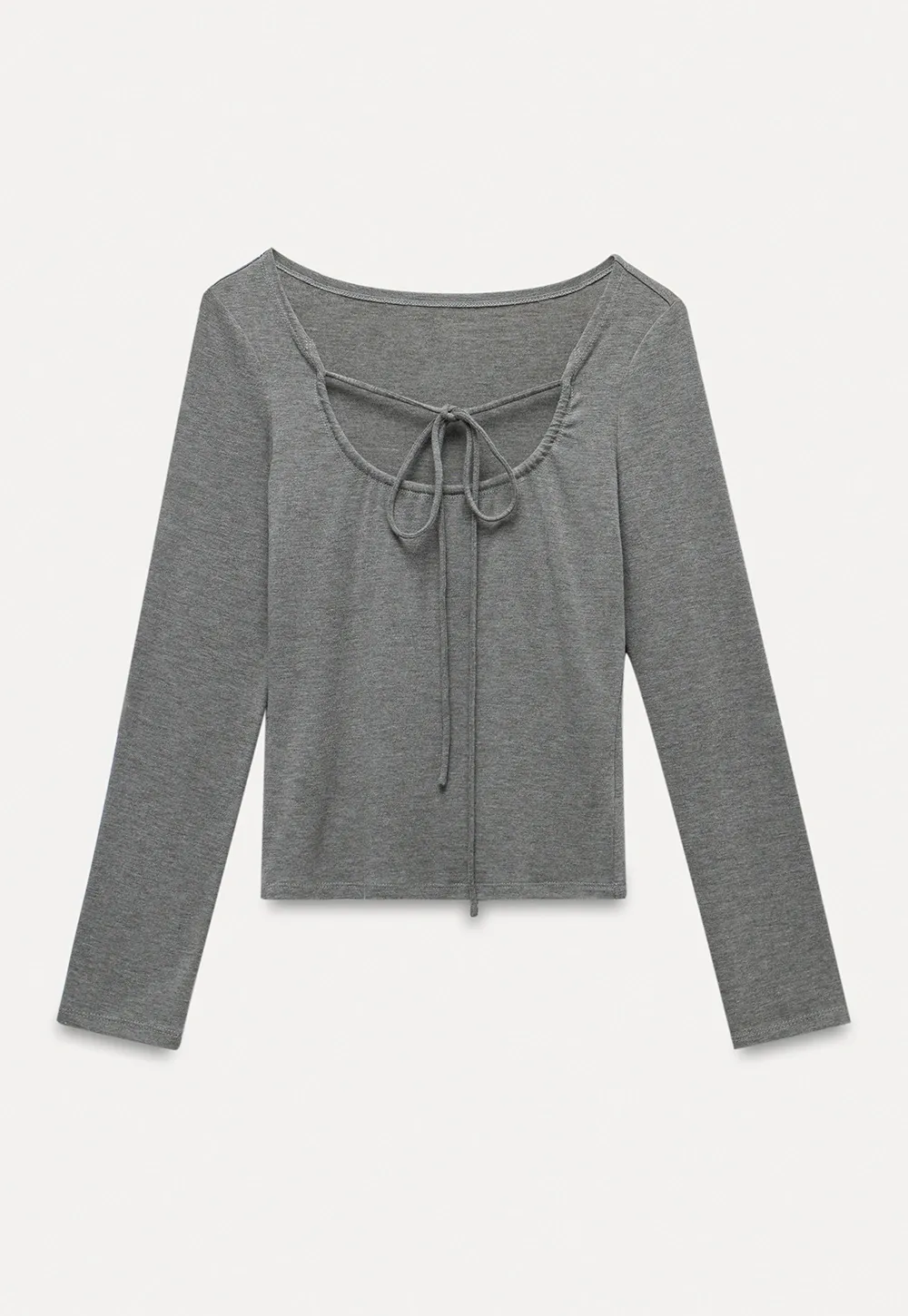 Women's Tie-Front Cutout Long-Sleeve Top