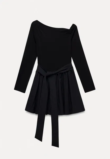 Women's Asymmetric Off-Shoulder Tie-Waist Mini Dress